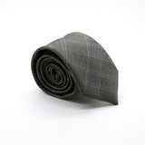 Slim Charcoal and Pink With Hint Of Sky Blue Plaid Neckties & Handkerchief - FHYINC