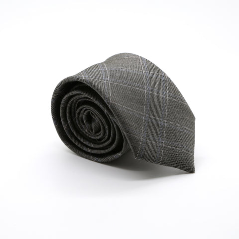Slim Charcoal and Pink With Hint Of Sky Blue Plaid Neckties & Handkerchief