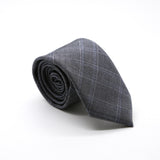 Slim Grey & Blue With Hint Of Lavender Plaid Neckties & Handkerchief - FHYINC