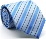 Mens Dads Classic Blue Striped Pattern Business Casual Necktie & Hanky Set Q-7 - FHYINC best men's suits, tuxedos, formal men's wear wholesale