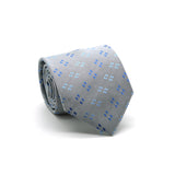 Ferrecci Mens Grey/Blue Geo Pattern Necktie with Handkerchief Set - FHYINC best men's suits, tuxedos, formal men's wear wholesale
