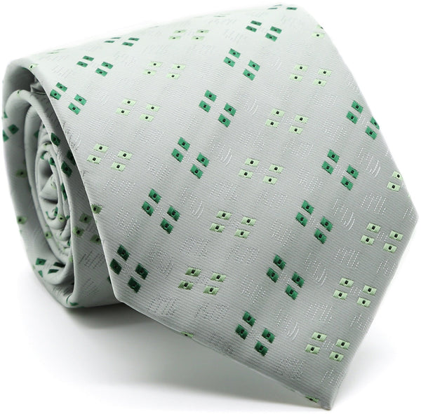 Mens Dads Classic Green Geometric Pattern Business Casual Necktie & Hanky Set QO-3 - FHYINC best men's suits, tuxedos, formal men's wear wholesale