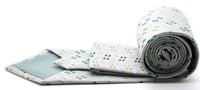 Mens Dads Classic Green Geometric Pattern Business Casual Necktie & Hanky Set QO-3 - FHYINC best men's suits, tuxedos, formal men's wear wholesale