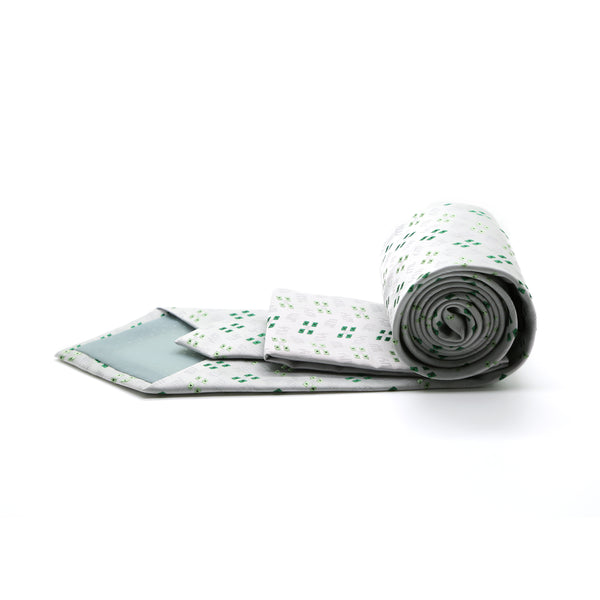Ferrecci Mens Grey/Green Geo Pattern Necktie with Handkerchief Set - FHYINC best men's suits, tuxedos, formal men's wear wholesale