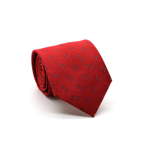 Ferrecci Mens Red Geo Pattern Necktie with Handkerchief Set