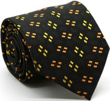 Mens Dads Classic Yellow Geometric Pattern Business Casual Necktie & Hanky Set QO-5 - FHYINC best men's suits, tuxedos, formal men's wear wholesale