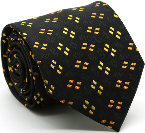 Mens Dads Classic Yellow Geometric Pattern Business Casual Necktie & Hanky Set QO-5