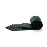 Ferrecci Mens Black/Turquoise Geo Pattern Necktie with Handkerchief Set - FHYINC best men's suits, tuxedos, formal men's wear wholesale