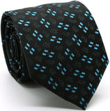 Mens Dads Classic Turquoise Geometric Pattern Business Casual Necktie & Hanky Set QO-6 - FHYINC best men's suits, tuxedos, formal men's wear wholesale