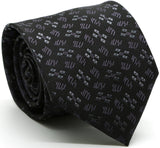 Mens Dads Classic Black Geometric Pattern Business Casual Necktie & Hanky Set QO-8 - FHYINC best men's suits, tuxedos, formal men's wear wholesale