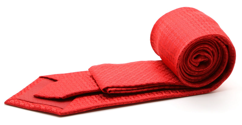 Mens Dads Classic Red Geometric Pattern Business Casual Necktie & Hanky Set R-1 - FHYINC best men's suits, tuxedos, formal men's wear wholesale