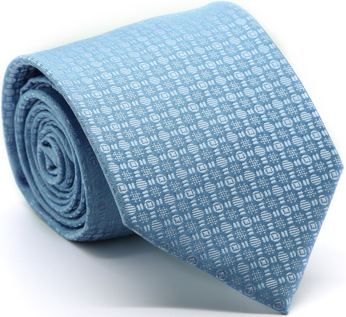 Mens Dads Classic Blue Geometric Pattern Business Casual Necktie & Hanky Set R-11 - FHYINC best men's suits, tuxedos, formal men's wear wholesale