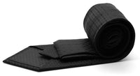 Mens Dads Classic Black Geometric Pattern Business Casual Necktie & Hanky Set R-2 - FHYINC best men's suits, tuxedos, formal men's wear wholesale