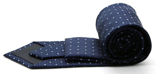 Mens Dads Classic Navy Geometric Pattern Business Casual Necktie & Hanky Set R-4 - FHYINC best men's suits, tuxedos, formal men's wear wholesale