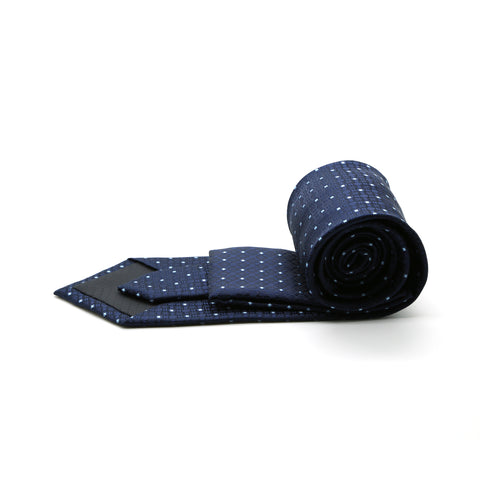 Ferrecci Mens Navy Geometric Necktie with Handkerchief Set