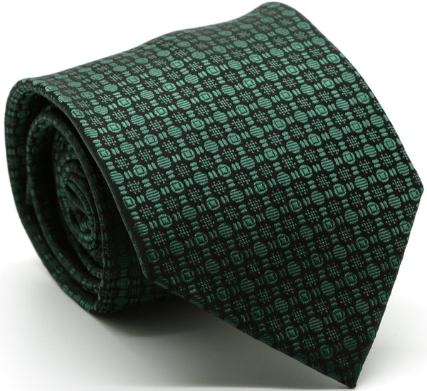 Mens Dads Classic Green Geometric Pattern Business Casual Necktie & Hanky Set R-6 - FHYINC best men's suits, tuxedos, formal men's wear wholesale
