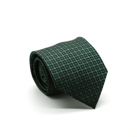 Ferrecci Mens Green Geometric Necktie with Handkerchief Set