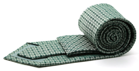Mens Dads Classic Green Geometric Pattern Business Casual Necktie & Hanky Set R-8