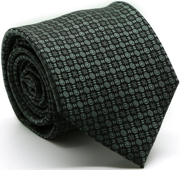 Mens Dads Classic Grey Geometric Pattern Business Casual Necktie & Hanky Set R-9 - FHYINC best men's suits, tuxedos, formal men's wear wholesale