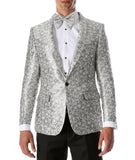 Men's Rene Abstract Silver Modern Fit Shawl Collar Tuxedo Blazer - FHYINC best men's suits, tuxedos, formal men's wear wholesale