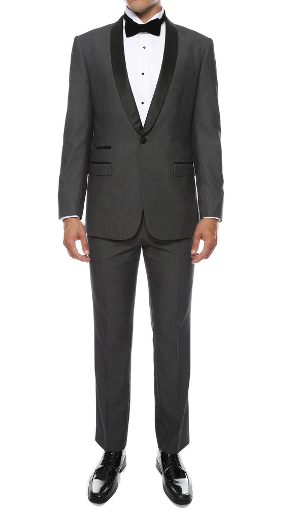 The Reno Mens Grey Shawl Collar 2pc Tuxedo - FHYINC best men