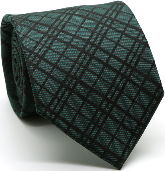 Mens Dads Classic Green Striped Pattern Business Casual Necktie & Hanky Set RO-6 - FHYINC best men's suits, tuxedos, formal men's wear wholesale