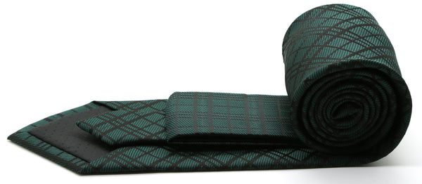 Mens Dads Classic Green Striped Pattern Business Casual Necktie & Hanky Set RO-6 - FHYINC best men's suits, tuxedos, formal men's wear wholesale
