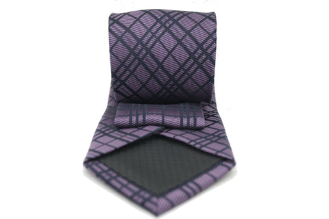 Mens Dads Classic Navy Striped Pattern Business Casual Necktie & Hanky Set RO-7