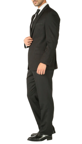Premium Black Wool 2pc Stain Resistant Traveler Suit - w 2 Pairs of Pants
