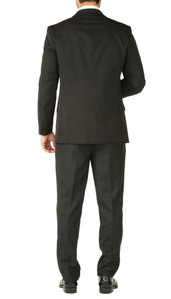 Premium Black Wool 2pc Stain Resistant Traveler Suit - w 2 Pairs of Pants - FHYINC best men's suits, tuxedos, formal men's wear wholesale