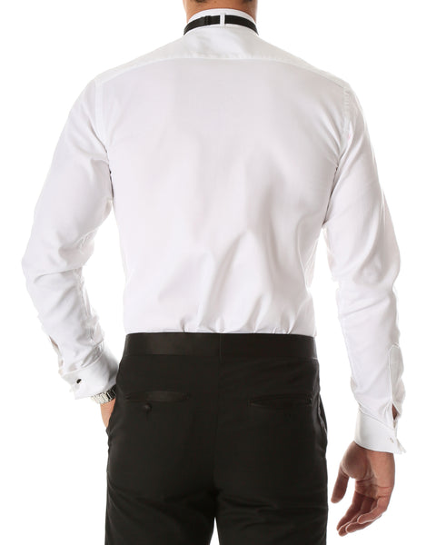 Ferrecci Men's Rome White Slim Fit Pique Wing Tip Collar Tuxedo Shirt with Bib - FHYINC best men's suits, tuxedos, formal men's wear wholesale