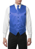 Ferrecci Mens Royal Blue Satin 4pc Vest Set - FHYINC best men's suits, tuxedos, formal men's wear wholesale