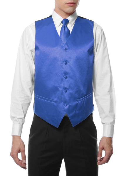 Ferrecci Mens Royal Blue Satin 4pc Vest Set - FHYINC best men's suits, tuxedos, formal men's wear wholesale