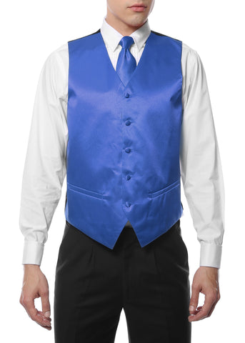 Ferrecci Mens Royal Blue Satin 4pc Vest Set