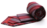 Mens Dads Classic Red Striped Pattern Business Casual Necktie & Hanky Set S-11 - FHYINC best men's suits, tuxedos, formal men's wear wholesale