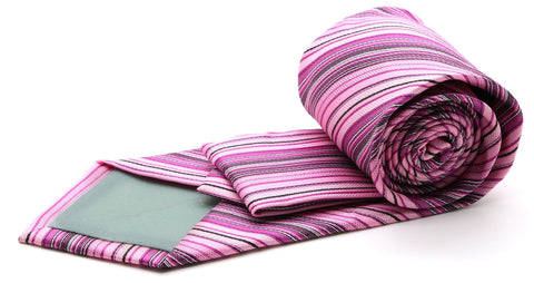 Mens Dads Classic Fuchsia Striped Pattern Business Casual Necktie & Hanky Set S-2