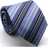 Mens Dads Classic Blue Striped Pattern Business Casual Necktie & Hanky Set S-8 - FHYINC best men's suits, tuxedos, formal men's wear wholesale