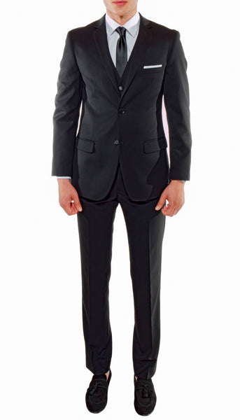 Ferrecci Mens Savannah Black Slim Fit 3pc Suit - FHYINC best men's suits, tuxedos, formal men's wear wholesale