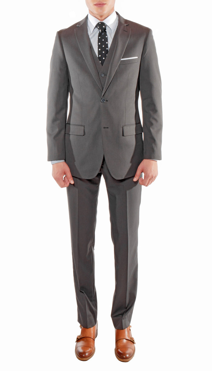 Ferrecci Mens Savannah Charcoal Slim Fit 3pc Suit - FHYINC best men's suits, tuxedos, formal men's wear wholesale