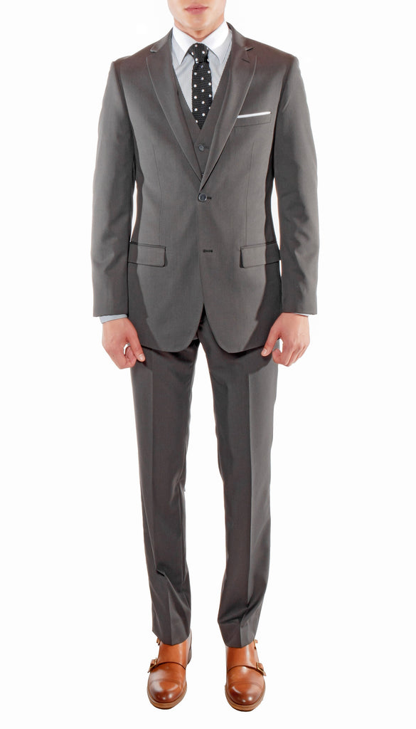 Ferrecci Mens Savannah Charcoal Slim Fit 3pc Suit - FHYINC best men