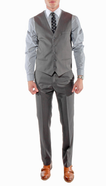 Ferrecci Mens Savannah Charcoal Slim Fit 3pc Suit - FHYINC best men's suits, tuxedos, formal men's wear wholesale