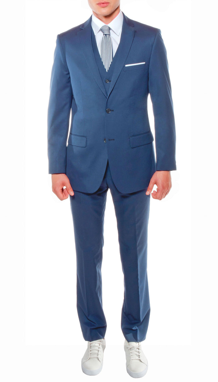 Ferrecci Mens Savannah Indigo Slim Fit 3pc Suit - FHYINC best men's suits, tuxedos, formal men's wear wholesale