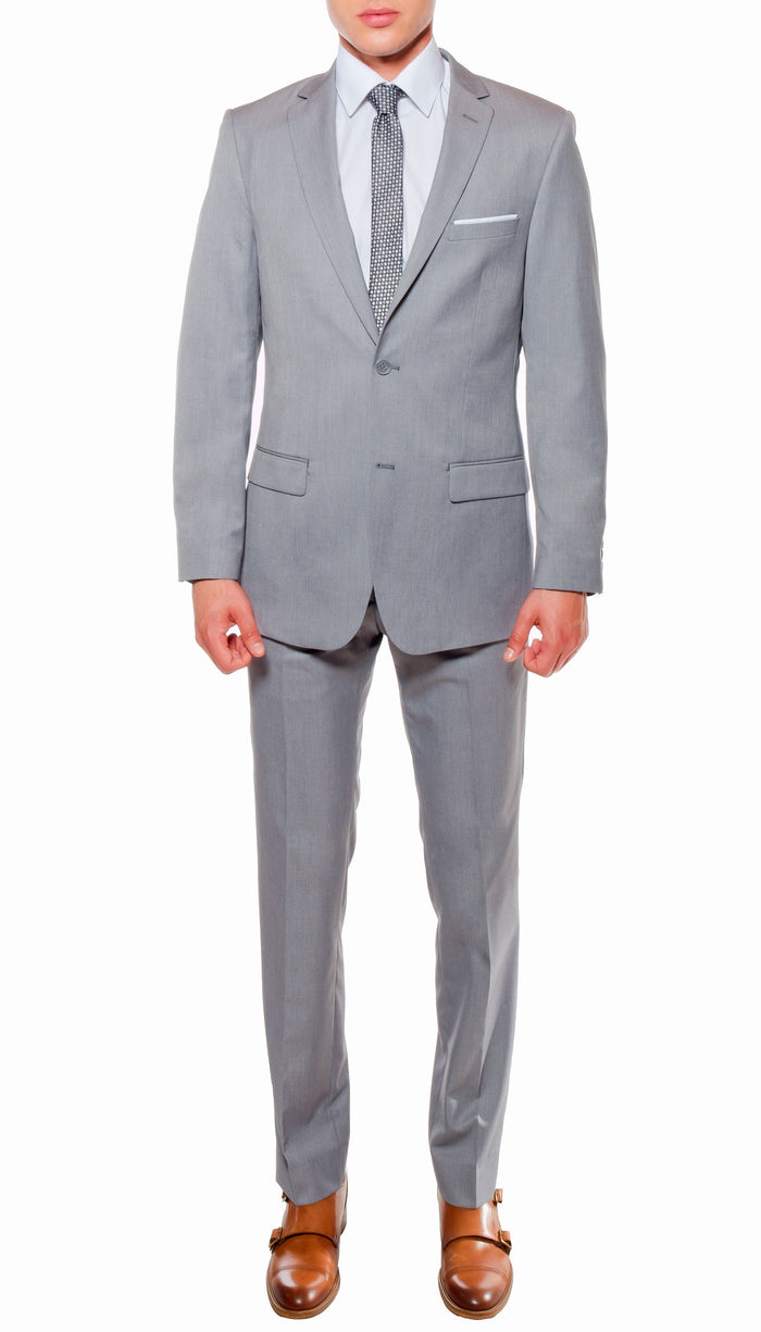 Ferrecci Mens Savannah Light Grey Slim Fit 3pc Suit - FHYINC best men's suits, tuxedos, formal men's wear wholesale