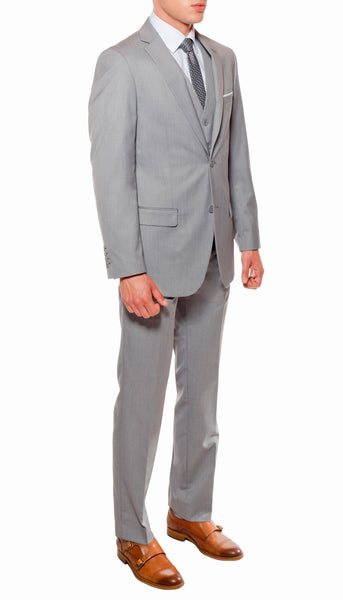 Ferrecci Mens Savannah Light Grey Slim Fit 3pc Suit - FHYINC best men's suits, tuxedos, formal men's wear wholesale