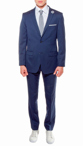 Buy Men Navy Slim Fit Solid Formal Three Piece Suit Online - 760189