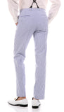 Premium Comfort Cotton Slim Blue Seersucker Suit - FHYINC