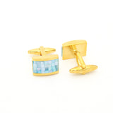 Goldtone Blue Shell Cuff Links With Jewelry Box - FHYINC