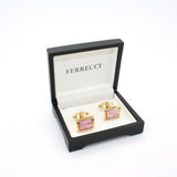 Goldtone Pink Shell Cuff Links With Jewelry Box - FHYINC