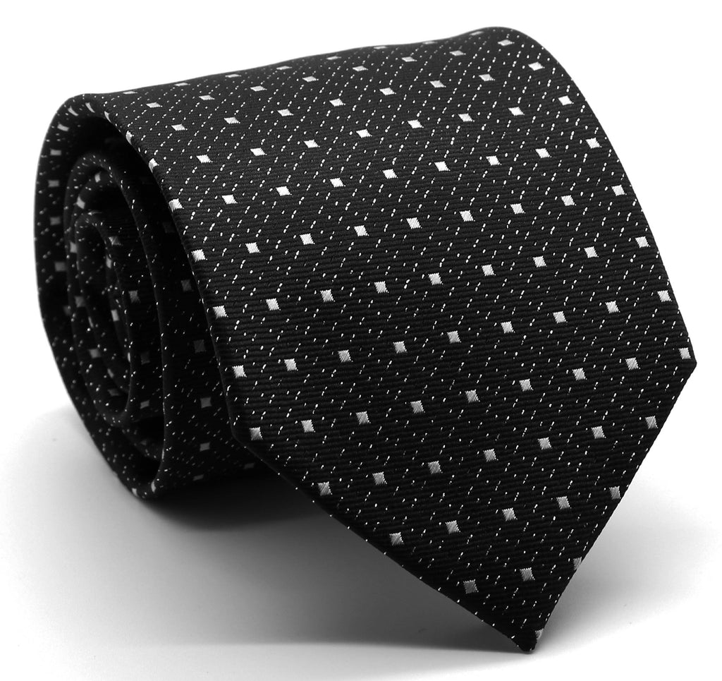 Mens Dads Classic Black Square Pattern Business Casual Necktie & Hanky Set SO-5 - FHYINC best men