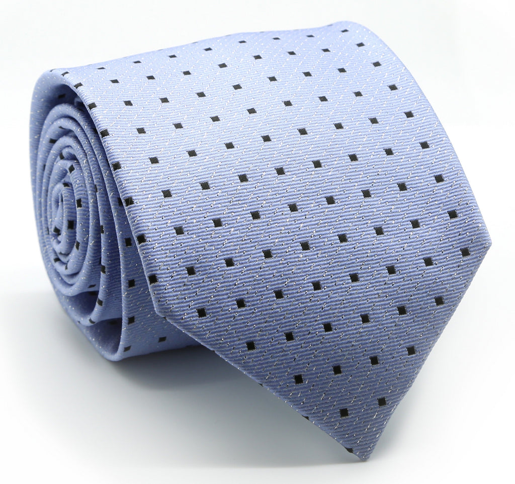 Mens Dads Classic Blue Square Pattern Business Casual Necktie & Hanky Set SO-8 - FHYINC best men